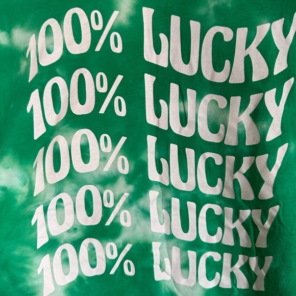 Doe 100% lucky green tie dye tee sz medium - Picture 3 of 5